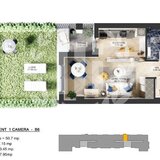 Apartament 1 camera zona de Nord - 43.09 mp utili si curte